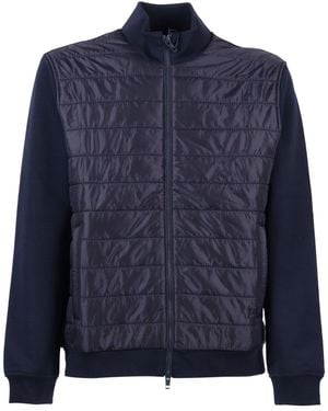 Fay Quilted Nylon Front Ribbed Casual Jacket - Blue