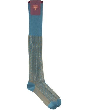 Gallo Patterned Cotton Long Socks - Blue