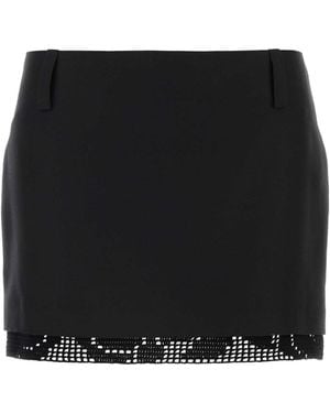 Magda Butrym Mini Skirt With Crochet Lace Trim - Black