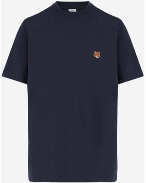 Maison Kitsuné Camiseta de algodón con logo de Maison Kitsune - Azul
