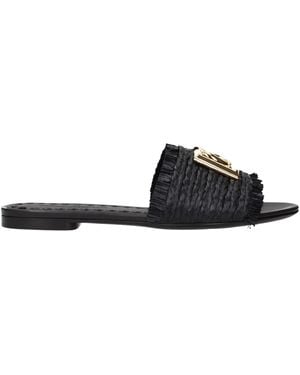 Dolce & Gabbana Rafia Sandals And Clogs - Black