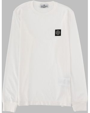 Stone Island Timeless Long Sleeve Tee For Boys - White