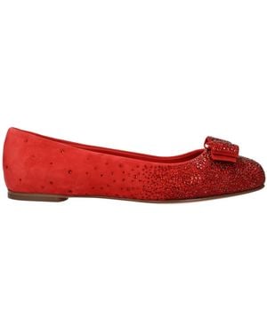 Ferragamo Mujers Bailarinas Varina Ante Rojo/Llama