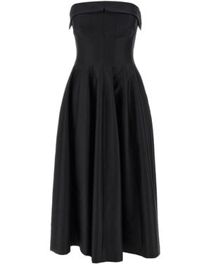 Alberta Ferretti Off-The-Shoulder Midi Dress With Structured Corset - Black