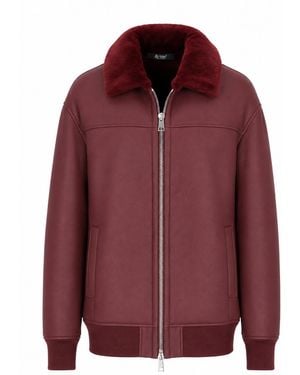 LA ROSE Bomber Lungo Mu En Pelle Montone Burdeos - Rojo