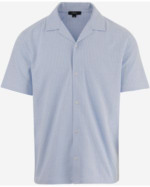 Vince Stretch-Baumwollhemd - Blau