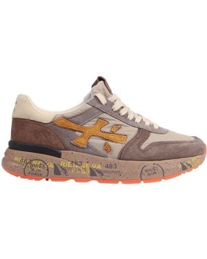 Premiata Premiata Weiße Turnschuhe Mick Beige+Braun