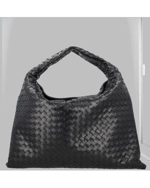 Bottega Veneta Large Hop Leather Shoulder Bag Calf - Grey