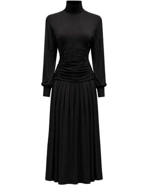 Ganni Turtle Neck Maxi Dress - Black