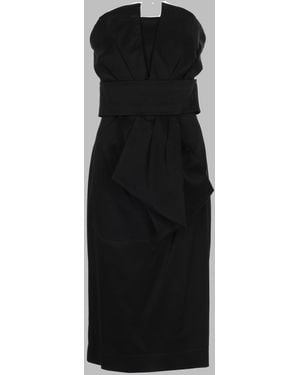P.A.R.O.S.H. Strapless Midi Dress With Structured Bodice - Black