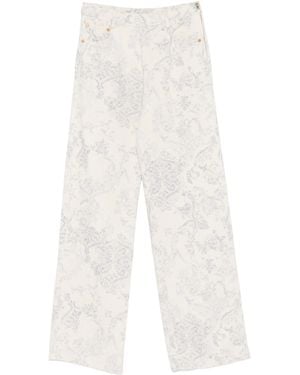 forte_forte Trousers 5 Tasche Vita Alta Denim"Nontiscordardime" - White