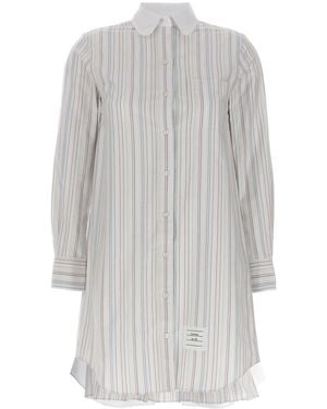 Thom Browne Gestreiftes Hemdkleid - Grau