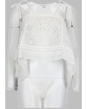 Self-Portrait Elegant Raylon Top For Spring/Summer 2026 - White