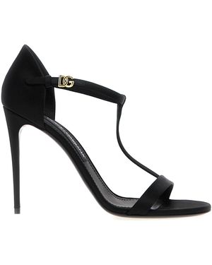 Dolce & Gabbana Satin High Heel Sandals - Black