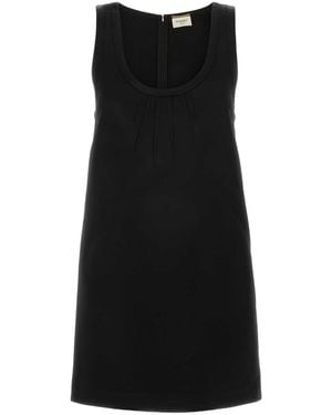 Saint Laurent Satin Mini Dress - Black