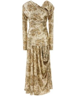 Ganni Printed Velvet Dress - Metallic