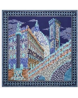 Ferragamo Silk Scarf With Palazzo Print - Blue