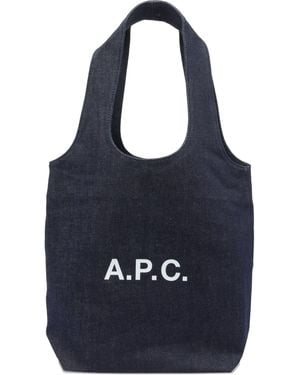 A.P.C. Blau Denim Tote Tasche Mit Logo