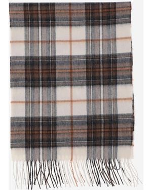 Alex Begg Cashmere Scarf With Check Pattern - Grey