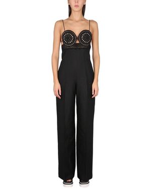 Stella McCartney Linen Blend Sangallo Bustier Jumpsuit - Black