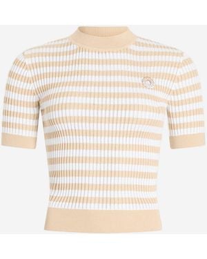 Patou Pull en coton à motif rayé - Blanc