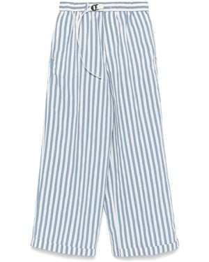 White Sand Weiße Sandstreifenhose mit weitem Bein - Blau