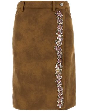 Des Phemmes Synthetic Leather Skirt - Brown