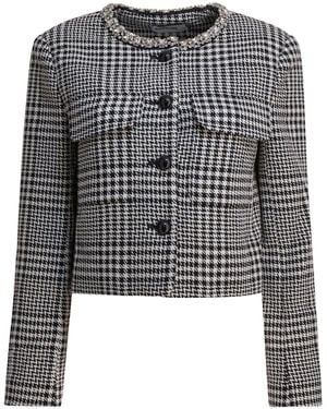 Self-Portrait Jacket With Houndstooth Pattern - Multicolor