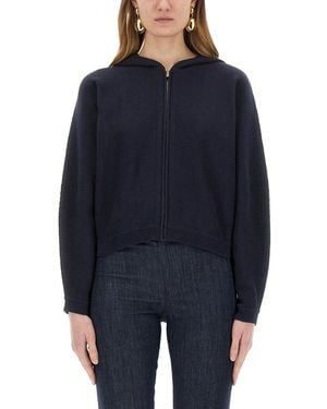 Theory Knit Sweatshirt With Zipper - Blue
