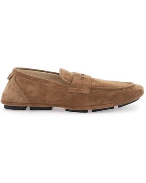 Dolce & Gabbana Loafer Aus Wildleder Mit Logo-Schild - Braun