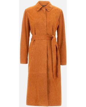 Iceberg Ijsberg Oranje Suede Jas Met Riem