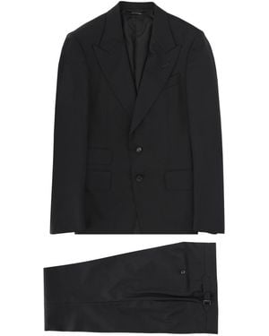 Tom Ford Suit Grand Overcheck Shelton Suits - Black