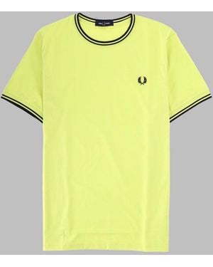 Fred Perry T Shirt Con Doppia Riga - Yellow