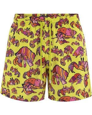 Vilebrequin Shorts Da Spiaggia A Motivi Di Mahina - Giallo