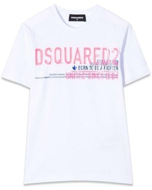 DSquared² Logo Slogan Cotton T-Shirt - White