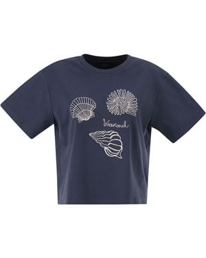 Weekend by Maxmara Wkdsabato Cotton Jersey T Shirt With Print - Blue