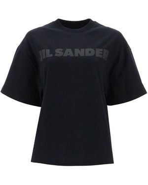 Jil Sander Oversized Cotton Jersey Logo T-Shirt - Black