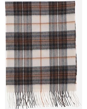 Alex Begg Cashmere Scarf With Check Pattern - Grey