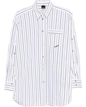 Pinko Gestreiftes Hemd mit Tasche - Weiß