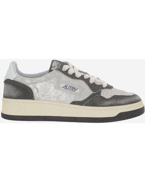 Autry Suede Insert Leather Trainers - Grey