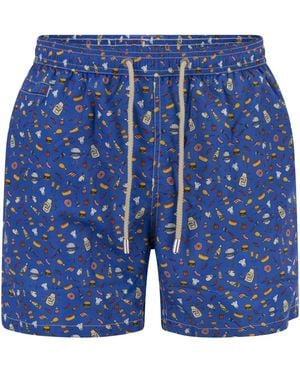MC2 Saint Barth Bade-Boxershorts aus leichtem Stoff mit Aufdruck - Blau