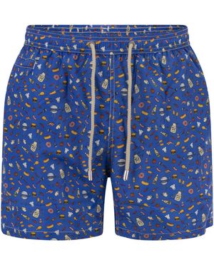 MC2 Saint Barth Bade-Boxershorts aus leichtem Stoff mit Aufdruck - Blau