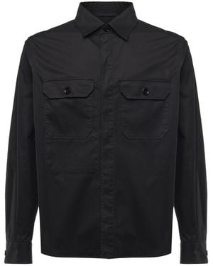 ZEGNA Schwarzes Regular Fit Hemd Aus Baumwollmischung