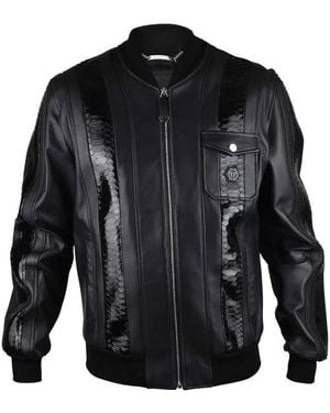 Philipp Plein Leather Jacket - Black