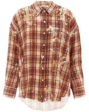 R13 Plaid Motif Shirt - Bruin