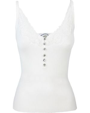 Self-Portrait Self Portrait Top Lace Trim Rib - White