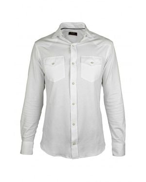 Moorer Garret Cotton Shirt Soft Collar - White