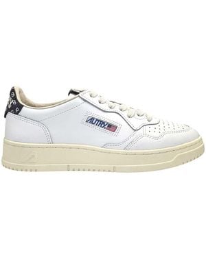 Autry Medalist Low Hj04 Leather/Printed Suede/Logo/Lavagna - White