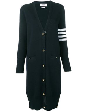 Thom Browne Milano Stitch Long V Neck Cardigan - Black