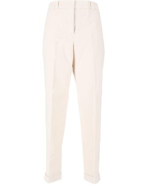 Peserico Cropped Minimalist Tailored Cropped Pants - White